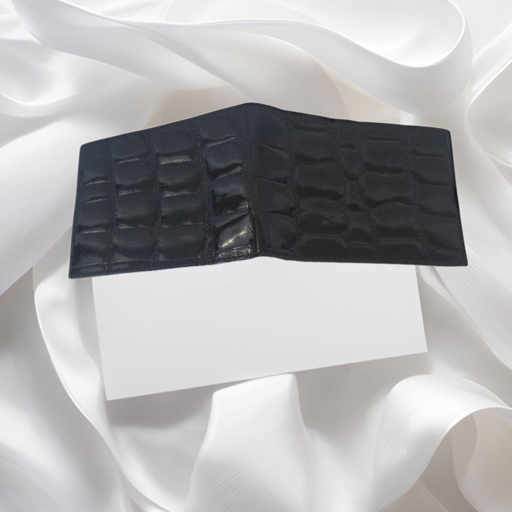 Vero Cocco Trifold Wallet | Genuine Alligator | Black | Made in Italy